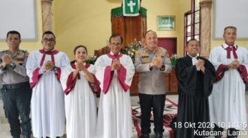 Kapolres Aceh Tenggara Hadiri Kegiatan Minggu Kasih di HKBP Pulonas, Ajak Jemaat Jaga Kamtibmas